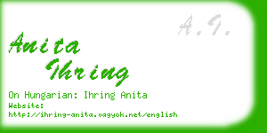 anita ihring business card